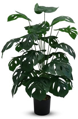 Generisch SKD Plante artificielle Monstera - Palmier artificiel - 90 cm - Palmier éventail - Grand palmier artificiel - Avec pot décoratif