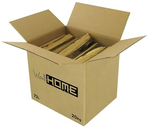 Well Home - Caja de Leña de 15Kg de Madera de Haya seca para Chimeneas y Barbacoas / Palos de 30-50cm de longitud