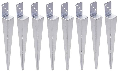Aqbau® Lot de 8 supports de poteau à enfoncer - Galvanisés à chaud - Manchons de sol à enfoncer en L - 60 x 600 mm