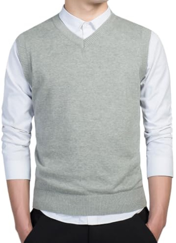 DURINM Uomini Maglione Gilet per più Misurare Alto V Collo Uomo Cotone Senza Maniche Maglie con Scollo a V Gilet in Maglia Pullover dal Taglio Rilassato