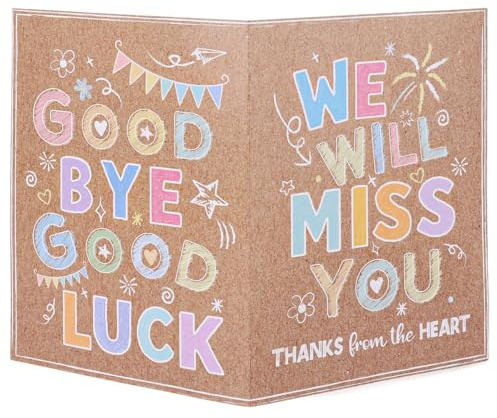 Large Farewell Greeting Best Wishes Card, 15.75x10.63 Inch Colorful Jumbo We Will Miss You Good Bye Card with Gold Envelope Goodbye Good Luck Suitable for Colleague Teacher Going Away Big