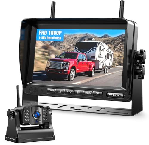 Magnetic Wireless Reversing Camera Kit: 7 HD 1080P Monitor & 9600mAh Rechargeable Rear View Camera, 1-Min Installation, Loop Recording & IR Night Vision, for RV Trailer Truck Camper