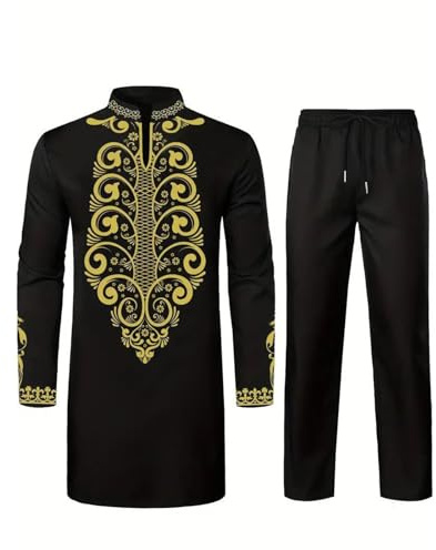 Costume africain pour homme Dashiki traditionnel 2 pièces Ensemble blazer à rayures et pantalon aznug ethnique décontracté pour homme Coupe ajustée Vêtements de fête de mariage Tenue de