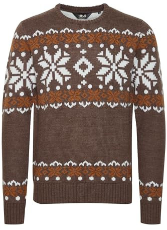 !Solid SDNorwig Herren Weihnachtspullover Norweger-Pullover Winter Strickpullover Grobstrick Pullover mit Stretch Rundhals-Ausschnitt Regular fit, Größe:XXL, Farbe:Coffee Bean Melange (8973)