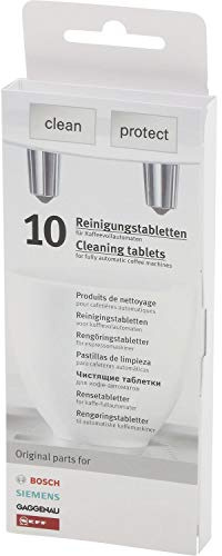 BSH 311769 BOSCH, GAGGENAU, NEFF und SIEMENS Reinigungstabs für Kaffeemaschinen, Inhalt: 10 Stück, Weiß