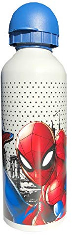 Spiderman Trinkflasche aus Aluminium, 500 ml, grau/blau