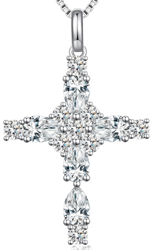 jiamiaoi Kreuz Kette Damen Kette Silber 925 Kreuz Anhänger Halskette Kreuzkette Silber Damen Silberkette mit Kreuzanhänger Weißgold