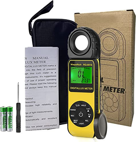 Digital Illuminance Light Meter, Handheld Ambient Light Meter for Plants,Range up to 300,000 Lux with 270º Rotated Sensor and LCD Screen Backlight for Plants Aquarium Light Tester-RQ-881E