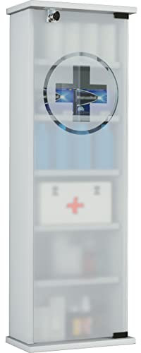 VCM Medizinschrank | Maße ca. H. 92 x B. 31 x T. 18 cm | Apothekerschrank abschließbar | Arzneischrank - Gusal