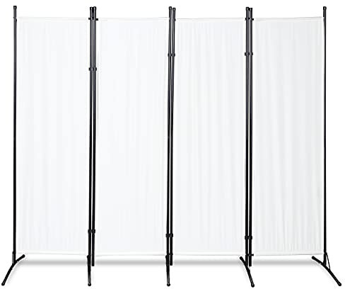 Gimisgu Paravent - Paravento 200 x 170 cm, divisorio per giardino, balcone, protezione privacy, 4 pezzi, opaco, pieghevole, per uffici, balconi, beige