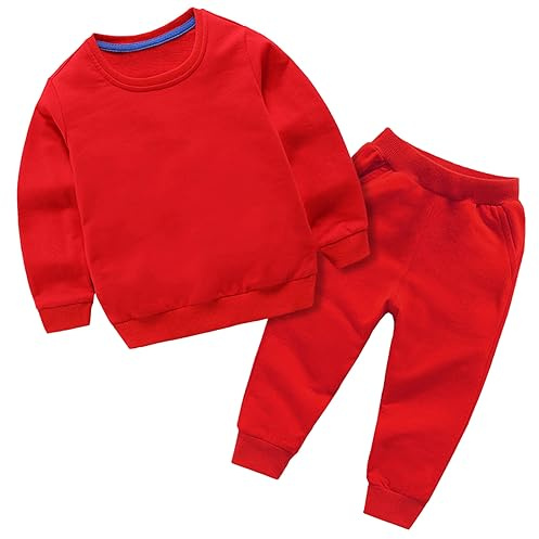WOXIHUAN Bambino Tuta da Ginnastica Felpa e Pantaloni da Jogging Ragazze e Ragazzi Top in Cotone Pantaloni da Pista Leggeri e Traspiranti Felpa con Cappuccio per Sport