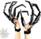 Norhogo 1 Paar Halloween-Gelenkfinger, Wearable Articulated Finger Extensions Skull Bone Fingers Prop Claw Gloves, für alle Fingergrößen und verstellbar, Halloween-Party, Cosplay-Kostüm, Schwarz