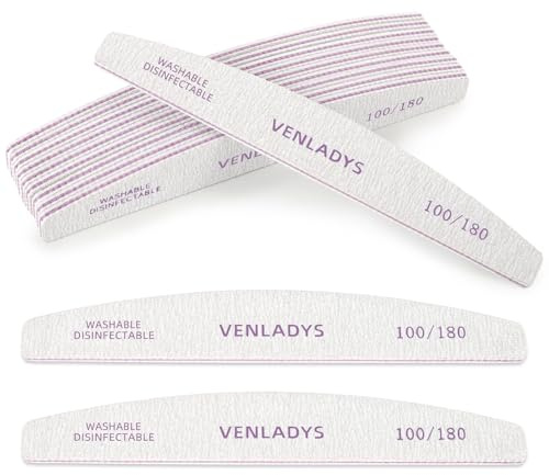 12 Pack Extra-Thick Professional Nail Files – Heavy-Duty Emery Boards, 100/180 Grit for Home & Salon Use – Sturdy, Washable & Long-Lasting – Double-Sided Manicure & Pedicure Tools