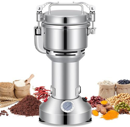 WXFKLDJ Macinino Elettrico per Cereali 200G Macina Spezie Commerciale in Acciaio Inossidabile 1300W Polverizzatore per alle Erbe Ad Alta velocità Smerigliatrice A Secco Macchina Polvere Casa,200g