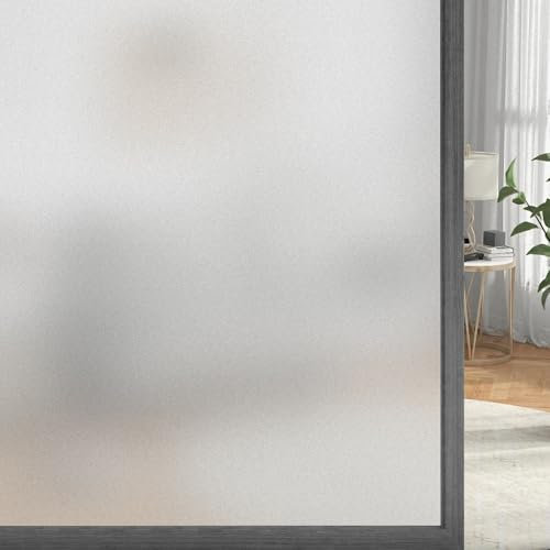 Samheito Window Film Privacy 40 × 200 cm Frosted Privacy Film For Glass Windows Static Cling No Glue Decorative Opaque Window Film Self Adhesive Anti UV for Office Bathroom Home