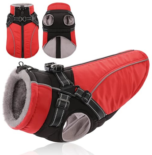 KONVINIT Giubbotto Invernale per Cani - Cappotto Impermeabile con Pettorina Integrata, Elementi Riflettenti