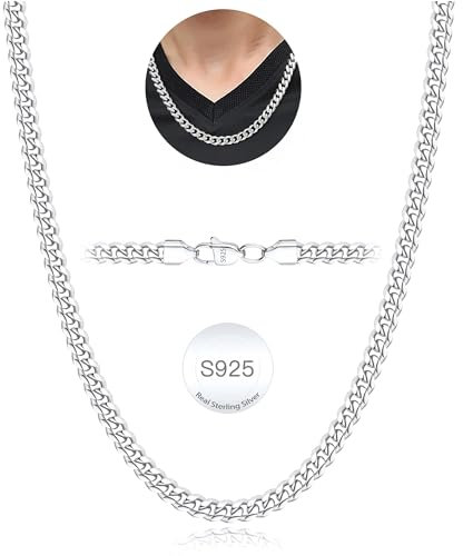 Rajputana Silber Kette Halskette für Männer 5mm Silber Kubanische Verbindung Ketten für Herren Junge Silber Männer Kette Halsketten Robuste Kandare Chains Schmuck Geschenke 20 Zoll