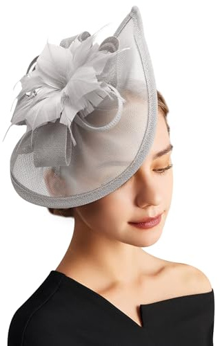 DRESHOW Fascinator Chapeaux Tea Party Chapeau Vintage Pilulier Chapeau Bandeau Cocktail Chapeaux pour Filles et Femmes