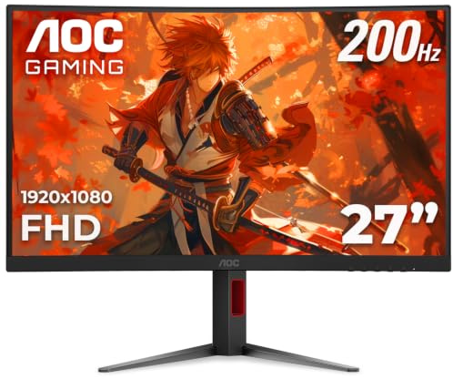 AOC 27 Inch Curved Gaming Monitor FHD 200Hz VA 0.3ms HDR, C27G4H2
