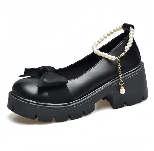Plateforme Gothique des Femmes Mary Jane Chaussures Vintage Ronde Orteil pour Les Femmes Cheville Sangle Talon Gros Pompes Uniforme fête Danses Robe Chaussures