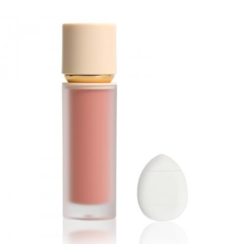 Flytande rouge med minipuff, matt rouge för kvinnor, naturlig finish, lätt att blanda, kompakt för resor, 5 ml flytande rouge