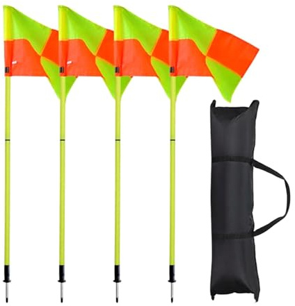 Ysyqkn Fußball Eckfahnen Set mit 4 Agility Stangen für Training, Wettkämpfe Und Sport