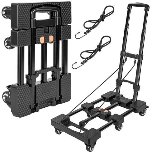 OUUTMEE Folding Hand Truck, 225KG Load Capacity Heavy Duty Dolly Cart