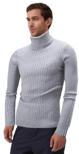 Stickad tröja - Mjuk finstickad tröja för män - Casual Stickad Pullover | Tröjor Turtleneck för män