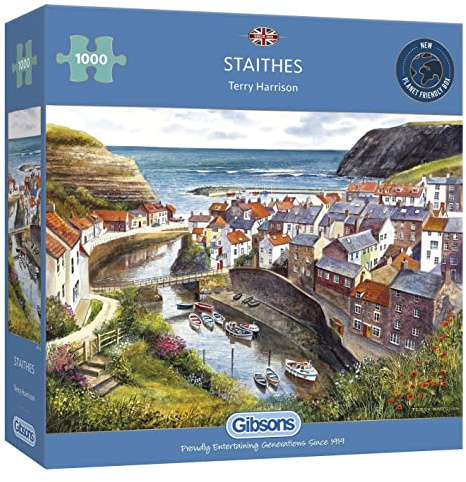 Staithes | 1000 Piece Jigsaw Puzzle | Yorkshire Countryside Village | Sustainable Jigsaw Puzzle for Adults | Premium 100% Recycled Board | Great Gift for Adults | Gibsons Games