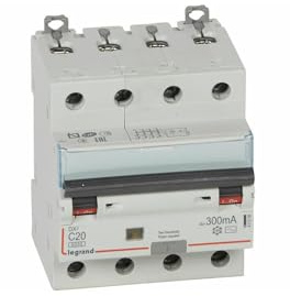 411206 Legrand Disjoncteur différentiel tétrapolaire 20A 300mA type AC - DX³6000 10kA 4P
