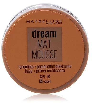 Maybelline New York - Dream Mat Mousse, Base de Maquillaje en Mousse, Tono 32 Dorado