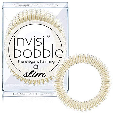 Invisibobble Élastiques Spirales Doré Slim Stay Gold X3 - Élastique en Spirale pour Femme et Homme - Elastique Invisible Cheveux sans Traces - Tenue Forte