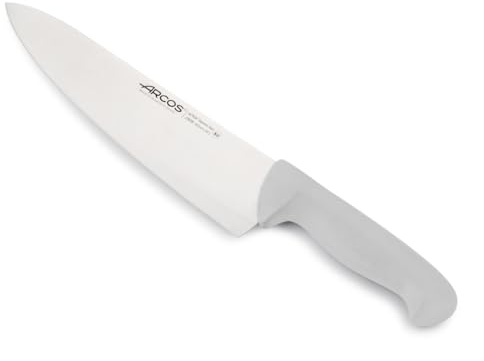 Arcos Serie 2900 - Cuchillo Cocinero Ancho - Hoja de Acero Inoxidable NITRUM de 250 mm - Mango inyectado en Polipropileno Color blanco