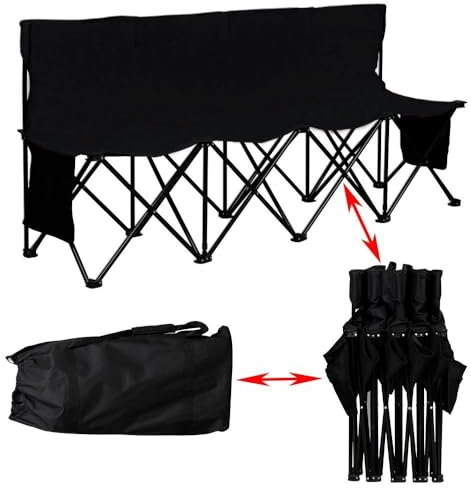 Yaheetech 4 Sedie Sgabelli Pieghevoli da Campeggio in PVC Leggero Sedia Panchina Portatili per Spiaggia Sedile da Giardino per Pesca Picnic Barbecue Viaggi Zaino Nero