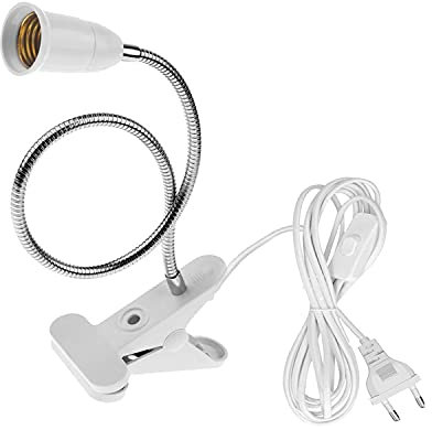 E27 Douille Ampoule à Pince avec Interrupteur,Base de Lampe de Table à LED avec Col de Cygne 360 Degrés,Clip-Sur Base de Lampe avec 2.2M Câble, pour Plantes,Aquariums,Table, Maquillage,Lecture