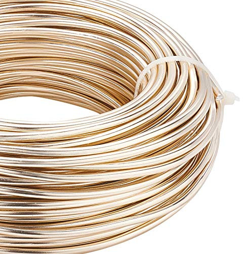 BENECREAT 9 Gauge (3mm) Aluminiumdraht 82 Fuß (25m) Biegbarer Metallskulpturdraht Schmuck Basteldraht für Bonsai Bäume, Blumen, Kunsthandwerk, Champagnergelb