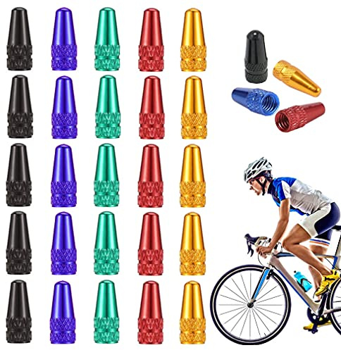 25 Pcs Bicycle Presta Valve Caps, Multicolor Anodized Aluminum Alloy Presta Cycling Valve Caps, French Style Tyre Caps Dust Covers Bike Tire Valve Stem Caps for MTB Road Bicycle by RuiChy