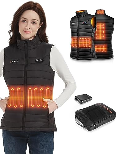 Gokozy Gilet Riscaldato Donna,Gilet riscaldabile con Batteria Elettrico Leggero Giacca Riscaldata 5 Zone con 3 Temperature Regolabili Outdoor/scii/cacci