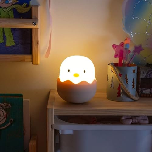 Lampara nocturna de mesa LED Infantil quitamiedos y recargable Chicken | Greenice