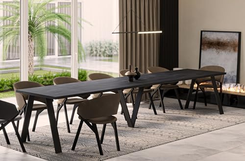 Endo-Moebel XXL Esstisch Lungo 130 cm - 405 cm erweiterbar Küchentisch bis 12 Personen Matt (Beton Dunkel)