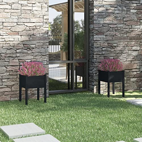 puraday Lot de 2 parterres surélevés pour jardin 50 x 50 x 70 cm - Jardinière pour légumes - Spirale d'herbes - XXL - Jardinière surélevée en pin massif - Grand XXL - Noir