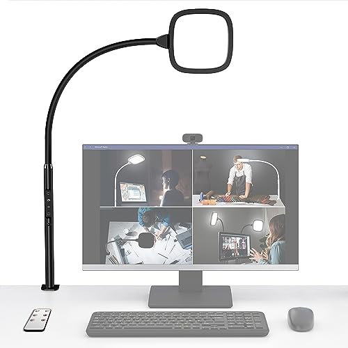 Hapfish Schreibtischlampe LED mit Klemmbar, 20W Superhell Superbreite Dimmbar Tischlampe, Tageslichtlampe mit Fernbedienung, Flexible Schreibtischleuchte für Monitor Büro Kinder Bildschirm – Schwarz