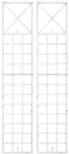 CLP Jeu de 2 Treillis Trigo à Fixer au Mur I Treillis pour Le Mur I Treillis en Métal Laqué, Couleur:Blanc Antique