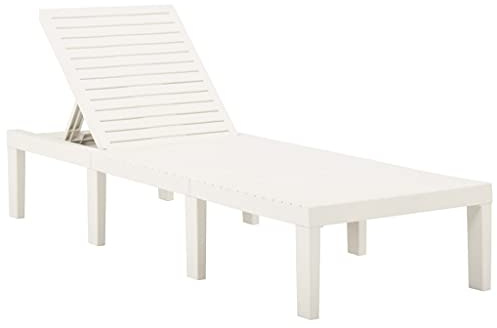 CKioict Sillón de relax ergonómico para balcón, tumbona de plástico blanco, para terrazas, balcones, piscina