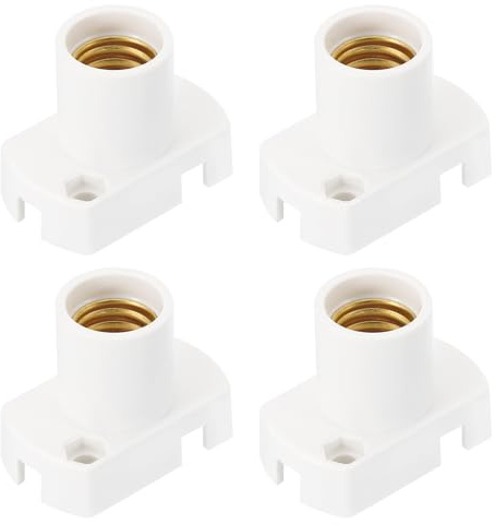 PATIKIL Porta Lampada per Lampadine Led con Base E12, 4 Pezzi, Presa per Lampadine a Vite in Plastica Resistente Al Calore per Garage, Presa, Cantina, Bianco