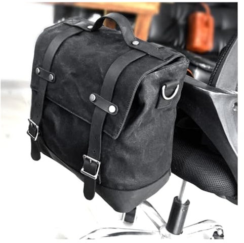 Borsa Moto Viaggio Impermeabile Posteriore Retrò Vintage - Sella Per Bici, Laterale In Tela Cerata Per Pilota (A)