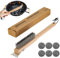 YKUKIZEE 40 cm Pizza Oven Brush with Scraper, Pizza Stone Brush with Wooden Handle, 16 inch Pizza Oven Cleaning Brush for BBQ Barbecue Grill Outdoor Kitchen