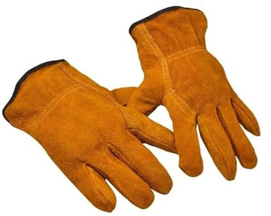 BADIKA Gants de Soudure 3/5/10 Paires de Gants de Travail de Protection du Travail en Cuir de Vache Souple Protection de sécurité de soudage Gants de soudage isolés résistants à l'usure(3pairs)