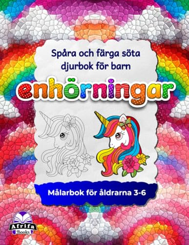 Spåra och färga söta djurbok för barn, enhörningar, målarbok för åldrarna 3-6, arbetsböcker för pennkontroll: Linjespårningsaktiviteter för finmotorik