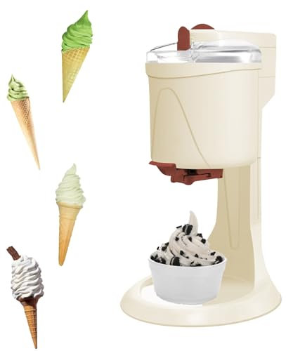 Machine à crème glacée Molle, Machine à crème glacée Domestique, Mini Machine à crème glacée Molle Automatique aux Fruits de 1 L, Double Agitation, Machine à cône de crème glacée DIY